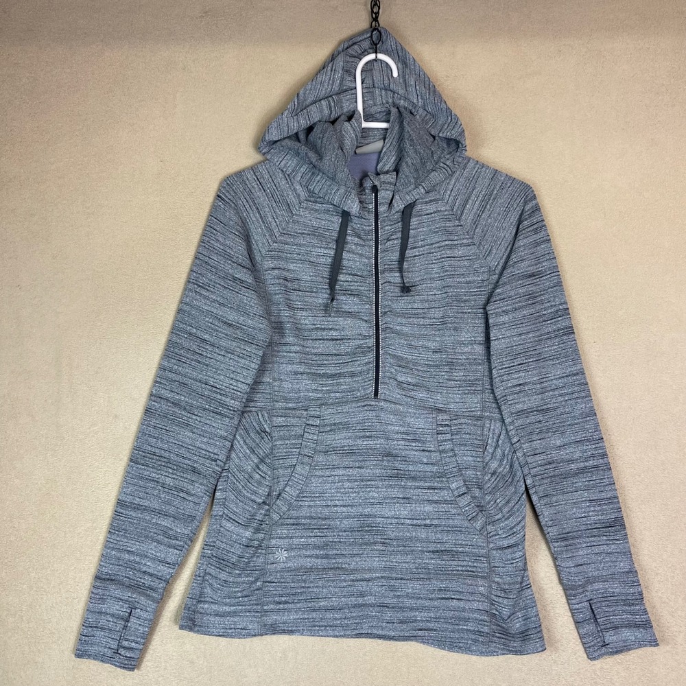 Athleta Grey Heathered Quarter Zip Heavenly Hail Hoodie Women's‎ M Performance